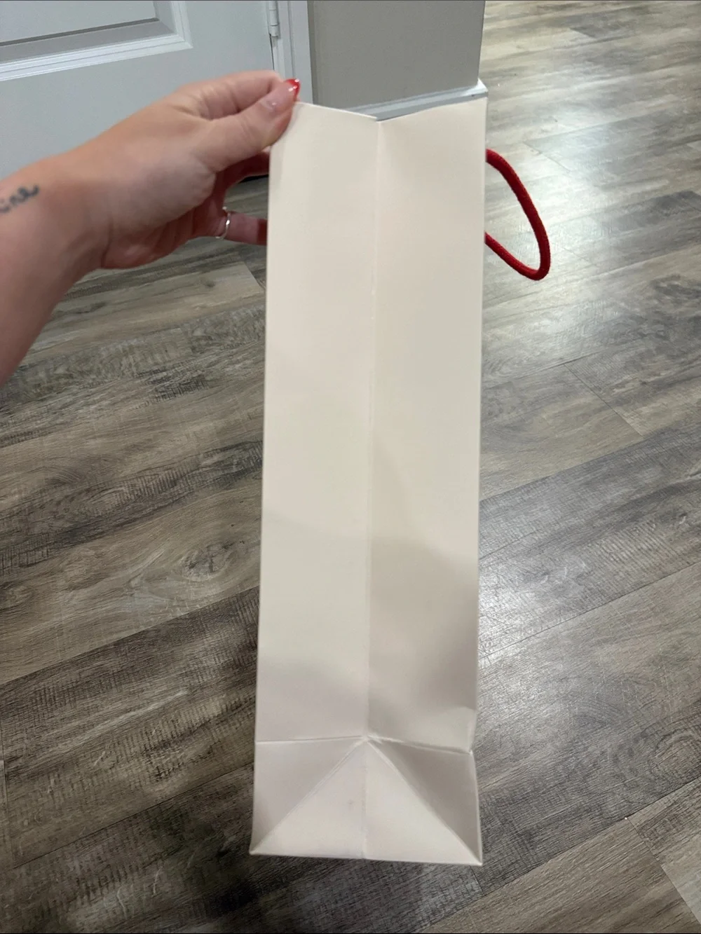 Louis Vuitton White Gift Bag with Gold Foil and Red Handles